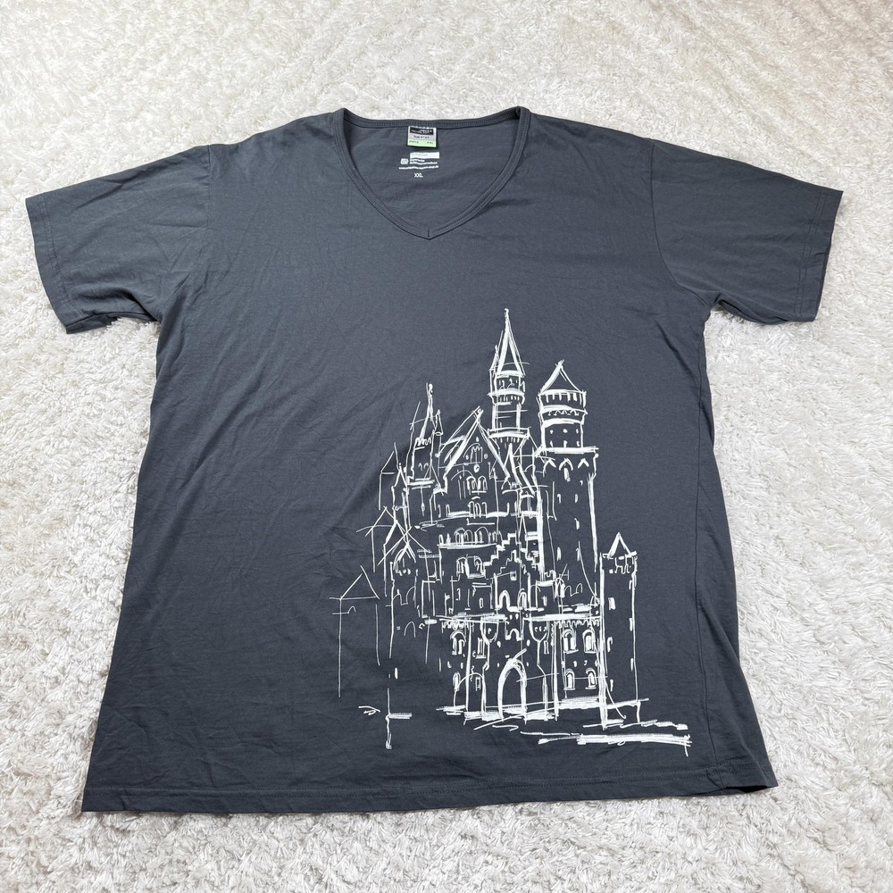 Bavarian Castle Shirt Mens 2XL V-Neck Slim Fit James & Nicholson Quiet Luxury